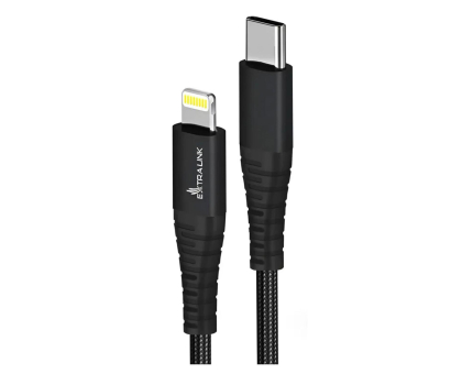 Kabel ExtraLink Smart Life Braided USB-C - Lightning  27W 2m Czarny